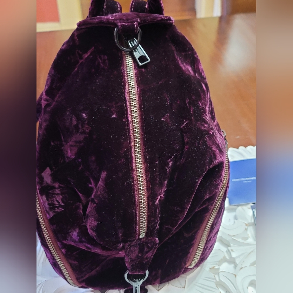 Rebecca Minkoff Medium Julian Backpack In Dark Cherry Velvet